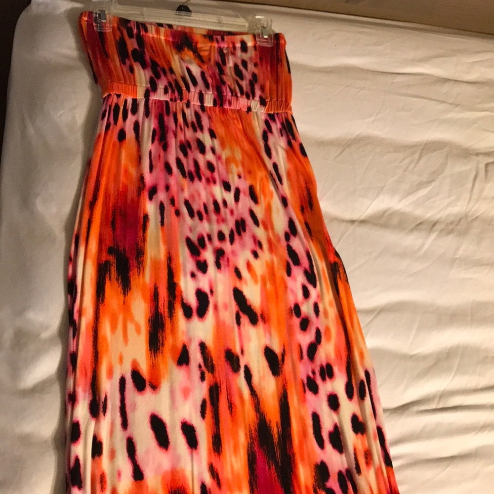 Strapless colorful maxi dress